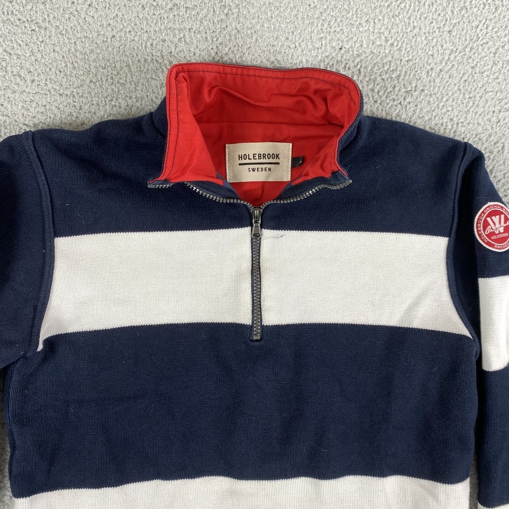 Holebrook‎ Sweden Sweater Mens Small 1/4 Zip Windproof Racing Striped Mock Ski